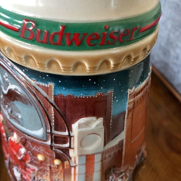 1997 Budweiser Beer 3D Stein HOME FOR THE HOLIDAYS Clydesdales Christmas Mug - Picture 6 of 11